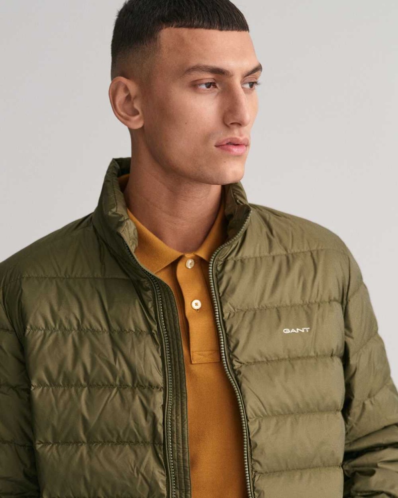 Gant Light Down Men's Jackets Juniper Green | GOEJC-8046