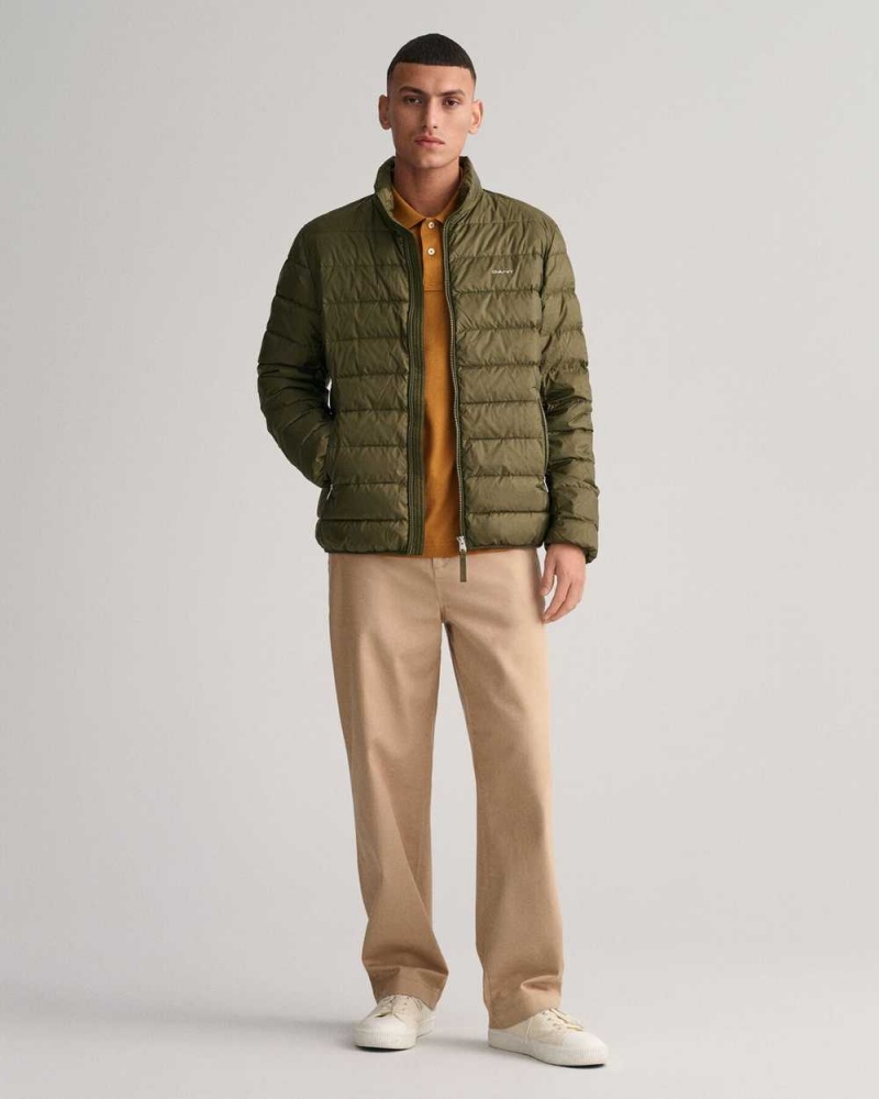 Gant Light Down Men's Jackets Juniper Green | GOEJC-8046