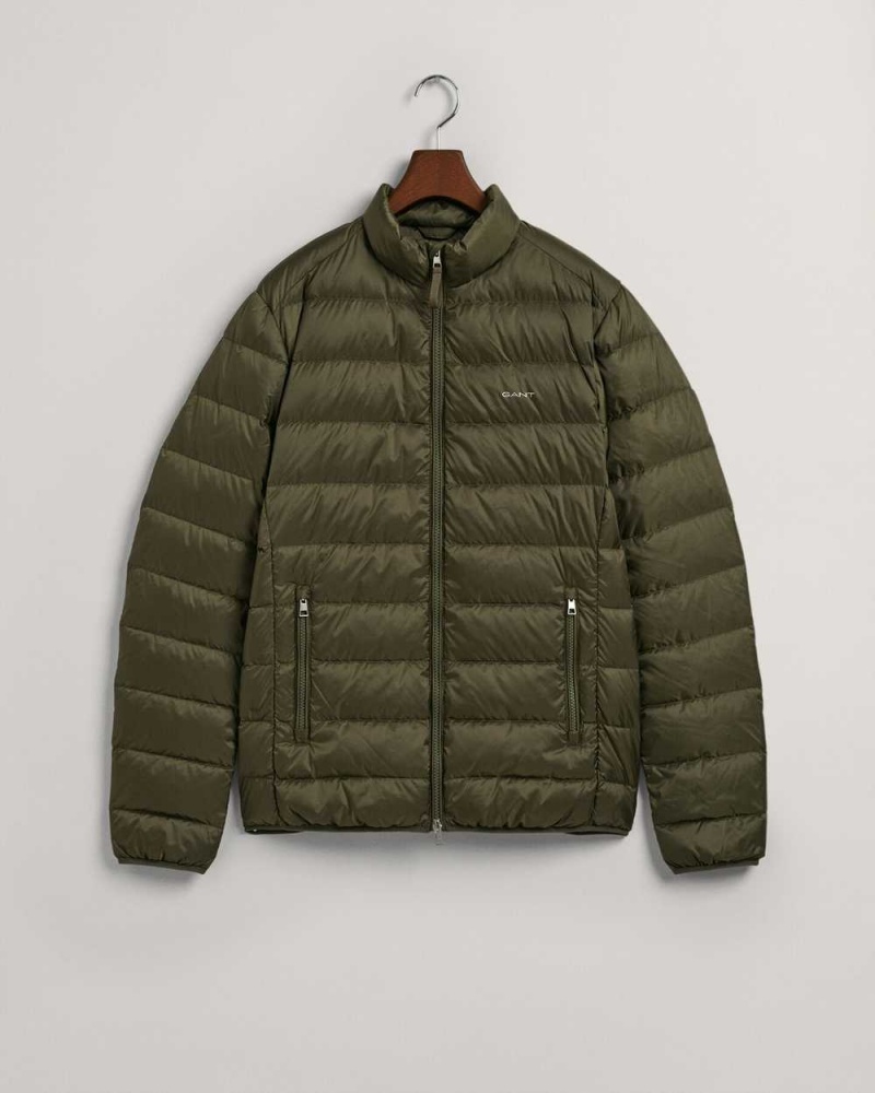 Gant Light Down Men's Jackets Juniper Green | GOEJC-8046