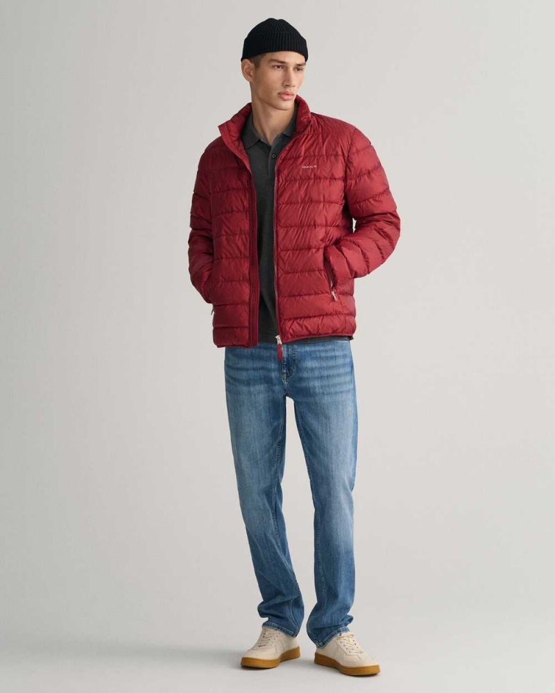 Gant Light Down Men's Jackets Plumped Red | NLSDQ-1480