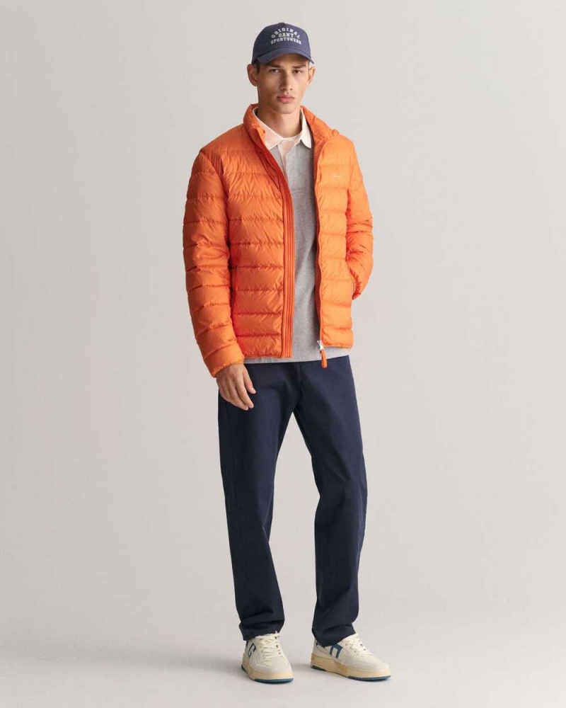 Gant Light Down Men's Jackets Pumpkin Orange | PYDZU-7185