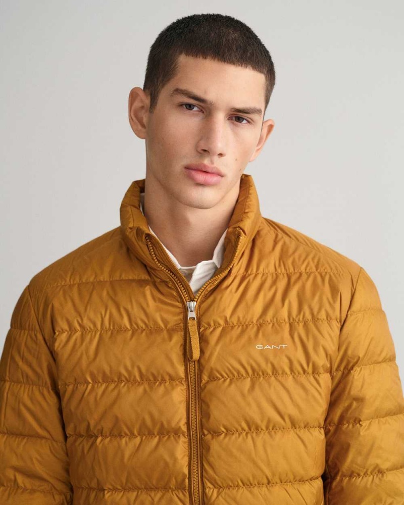 Gant Light Down Men's Jackets Warm Brown | CPOZA-8043