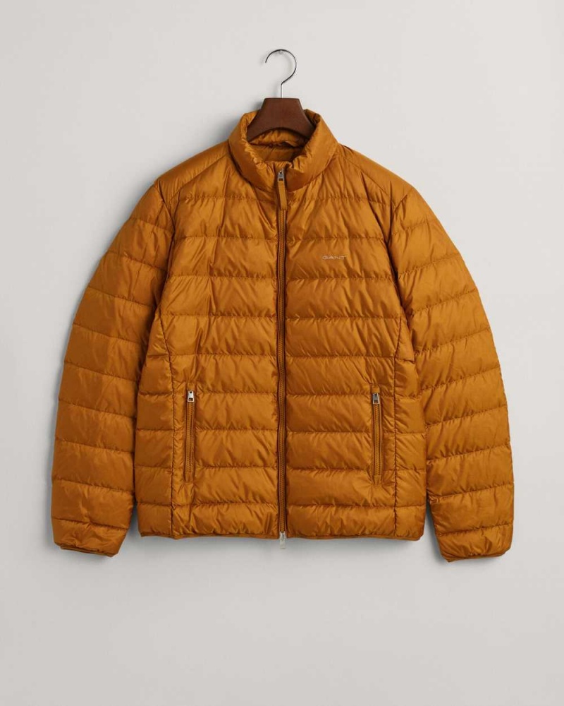 Gant Light Down Men's Jackets Warm Brown | CPOZA-8043