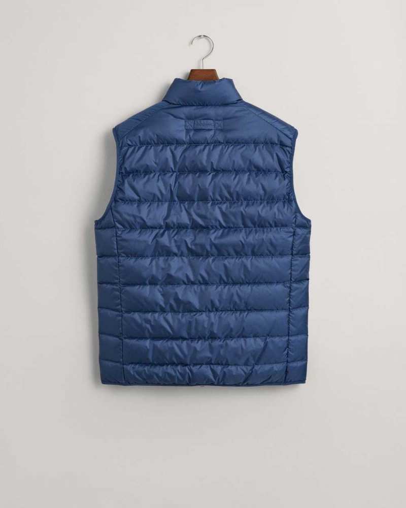 Gant Light Down Men's Vest Dusty Blue Sea | KDVQI-3981