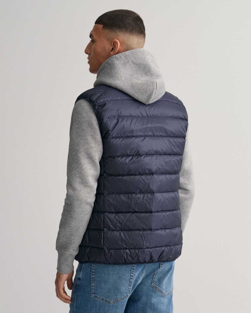 Gant Light Down Men's Vest Evening Blue | GAVSL-6849