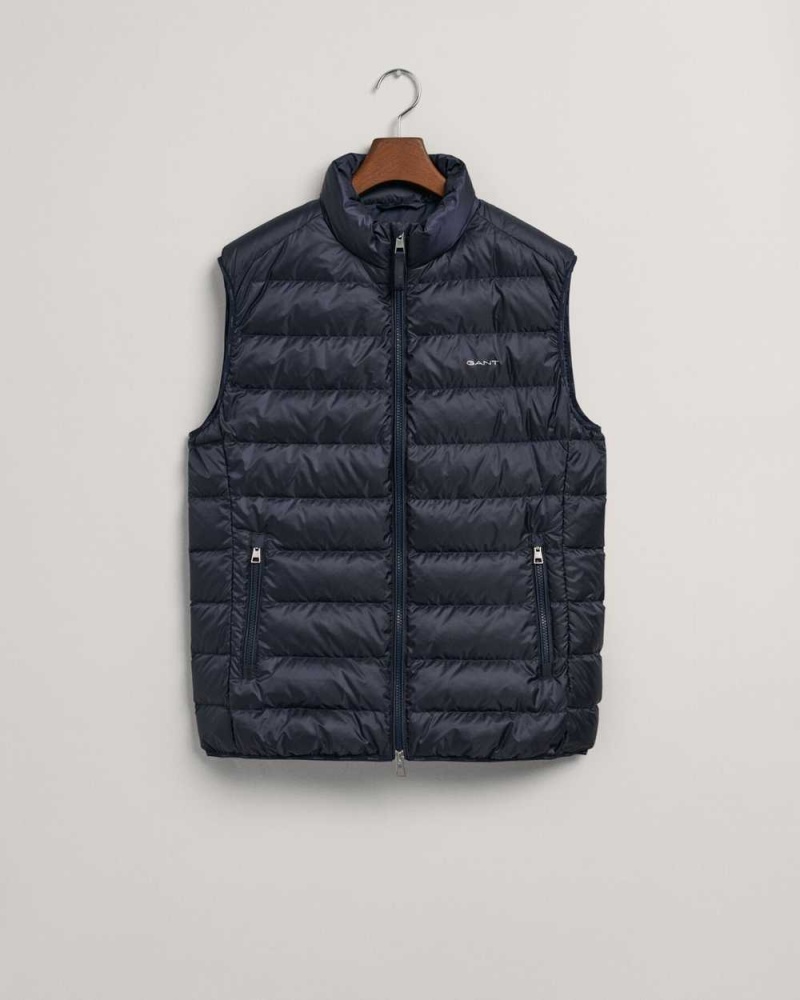 Gant Light Down Men's Vest Evening Blue | GAVSL-6849