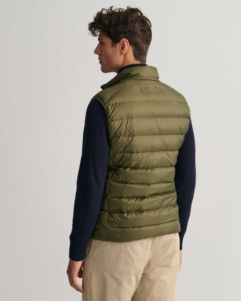 Gant Light Down Men's Vest Juniper Green | OVCWH-1394