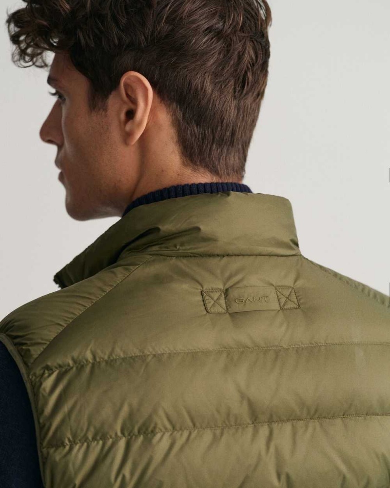 Gant Light Down Men's Vest Juniper Green | OVCWH-1394