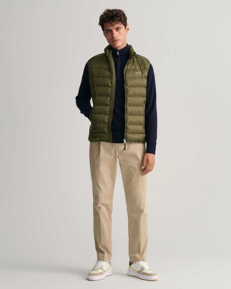 Gant Light Down Men's Vest Juniper Green | OVCWH-1394