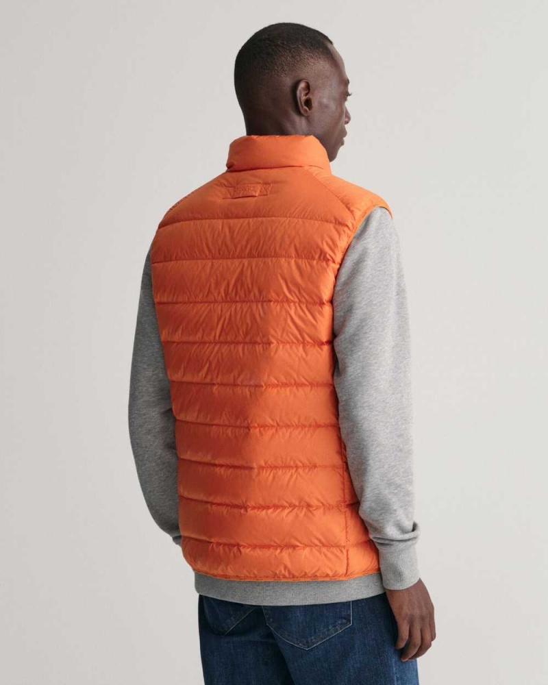 Gant Light Down Men's Vest Pumpkin Orange | WBRJL-6549