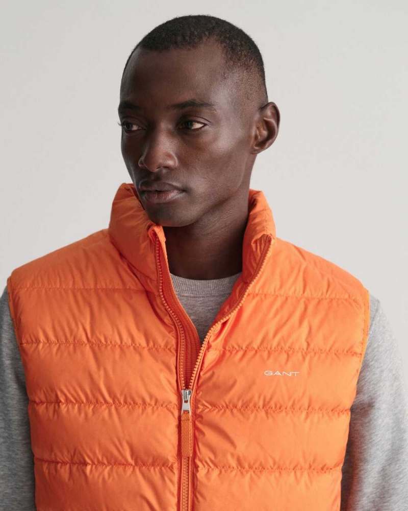 Gant Light Down Men's Vest Pumpkin Orange | WBRJL-6549