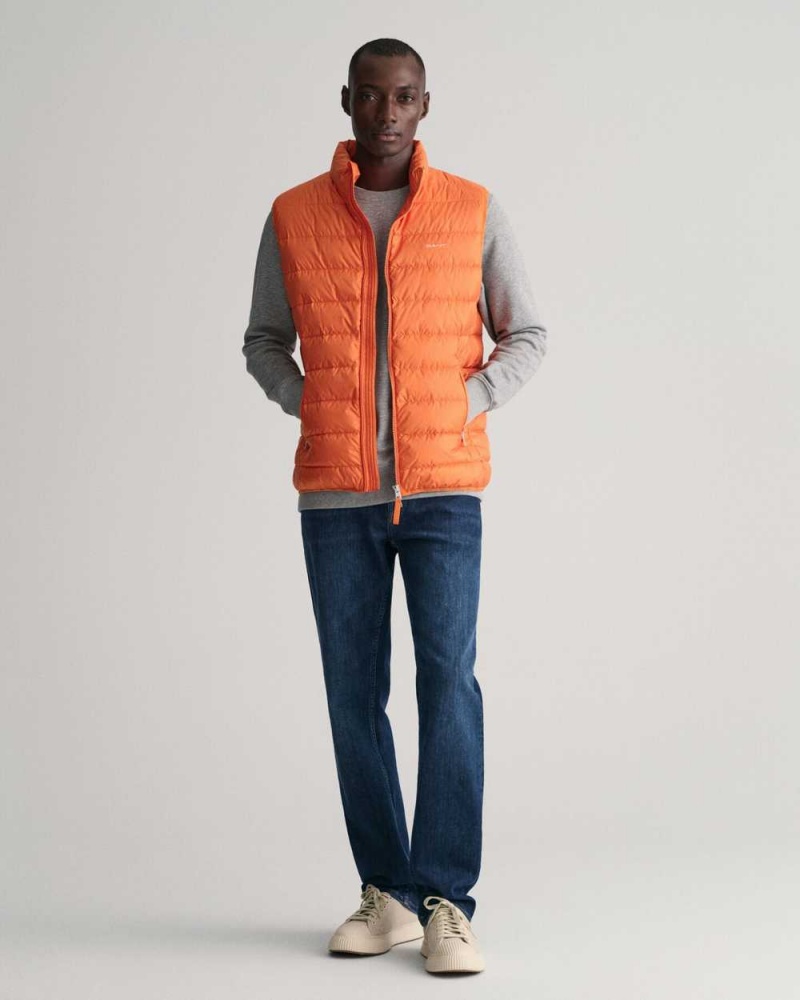 Gant Light Down Men's Vest Pumpkin Orange | WBRJL-6549