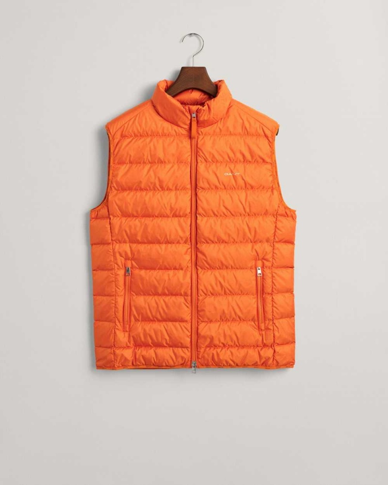 Gant Light Down Men's Vest Pumpkin Orange | WBRJL-6549