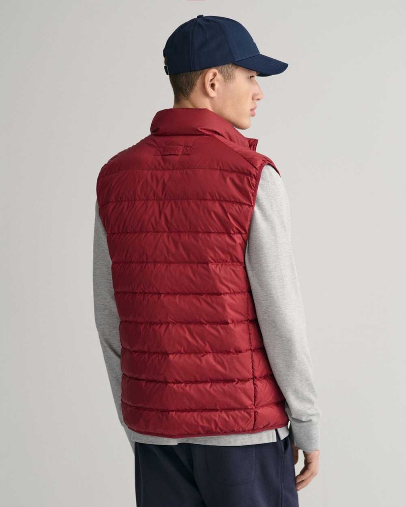 Gant Light Down Vest Men's Jackets Plumped Red | GFOWV-9568