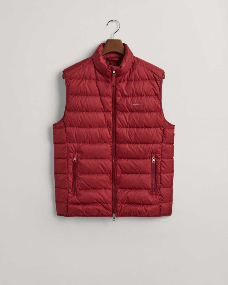 Gant Light Down Vest Men's Jackets Plumped Red | GFOWV-9568