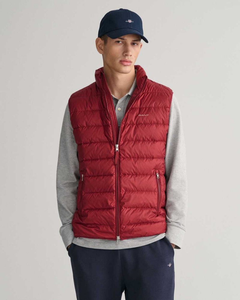 Gant Light Down Vest Men\'s Jackets Plumped Red | GFOWV-9568