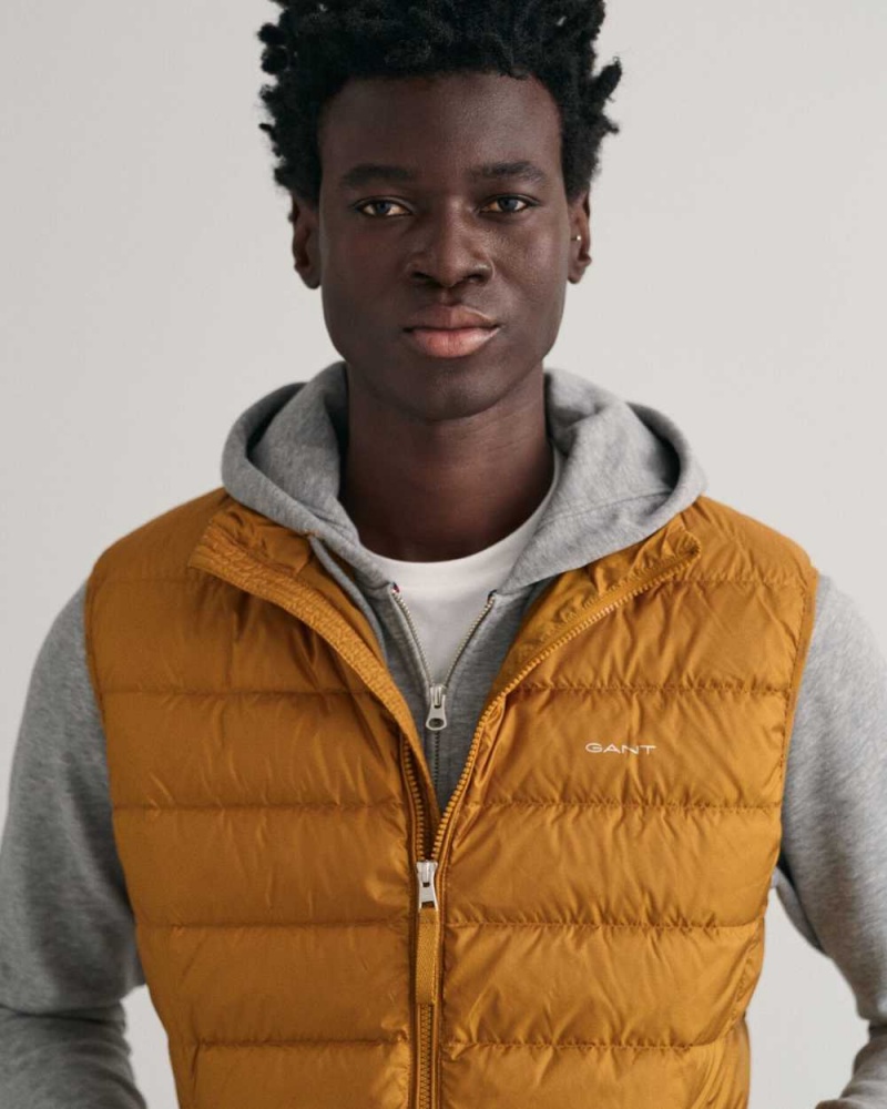 Gant Light Down Vest Men's Jackets Warm Brown | DIYHW-9378