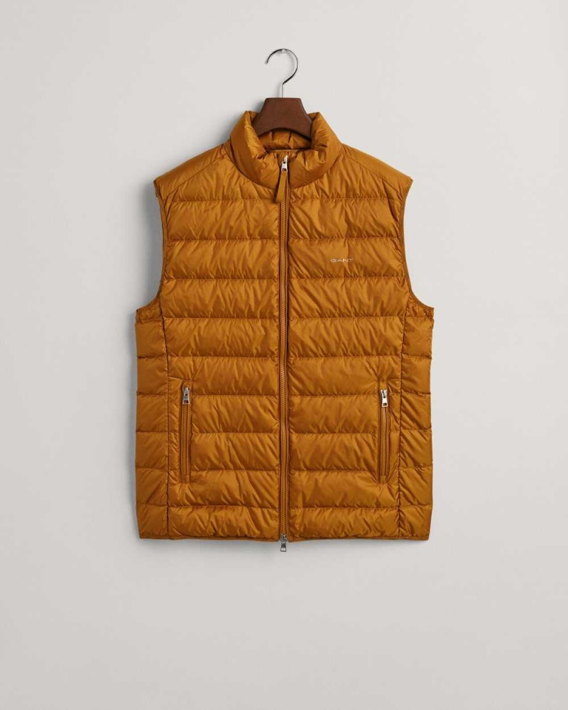 Gant Light Down Vest Men's Jackets Warm Brown | DIYHW-9378