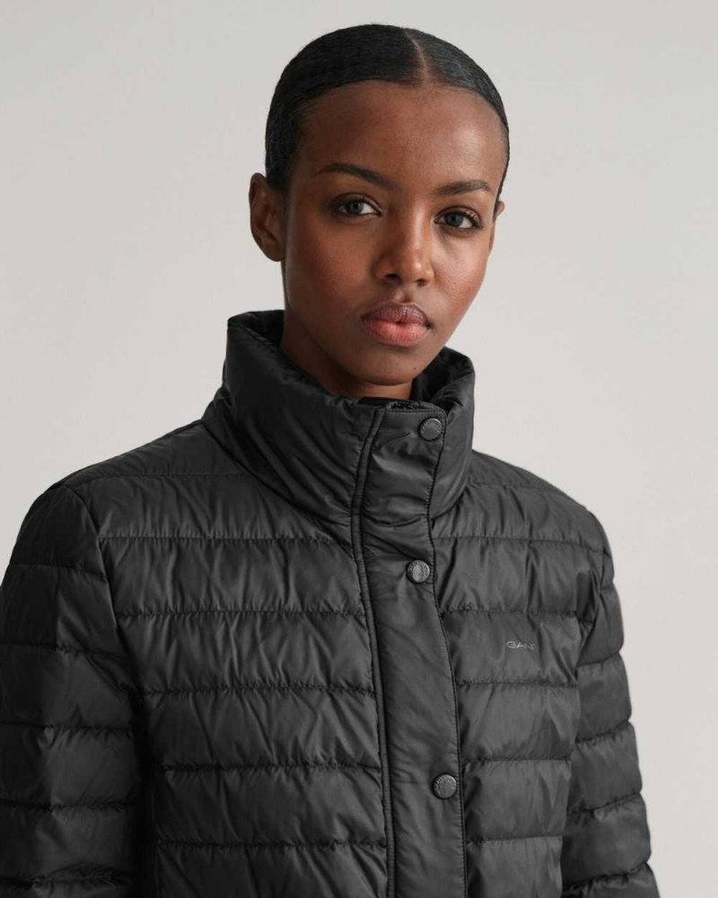 Gant Light Down Women's Coats Black | VJOEP-6213