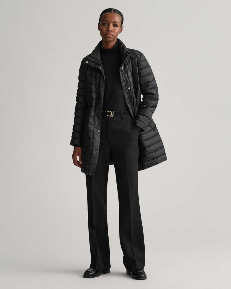 Gant Light Down Women's Coats Black | VJOEP-6213