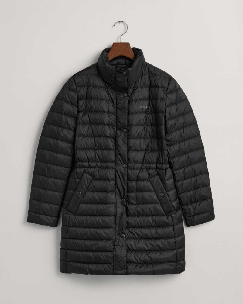 Gant Light Down Women's Coats Black | VJOEP-6213