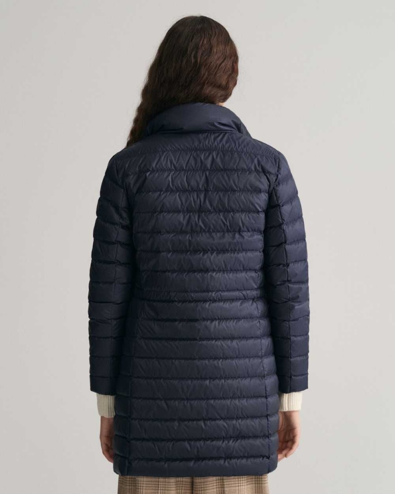 Gant Light Down Women's Coats Evening Blue | NBIXZ-2978