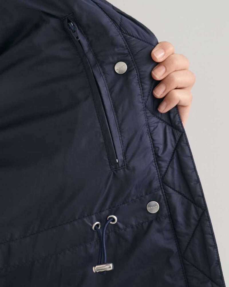 Gant Light Down Women's Coats Evening Blue | NBIXZ-2978