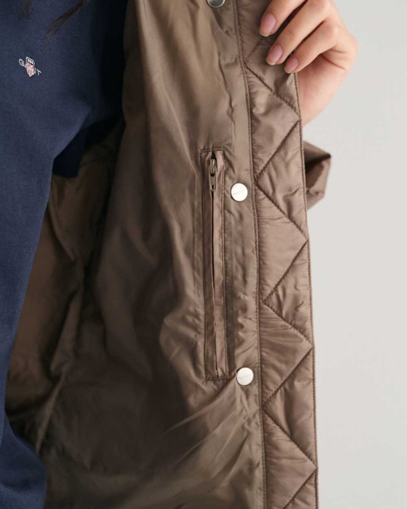 Gant Light Down Women's Jackets Desert Brown | IHGJC-9704