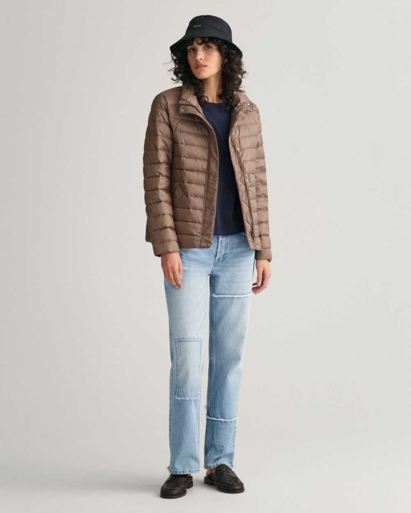 Gant Light Down Women's Jackets Desert Brown | IHGJC-9704