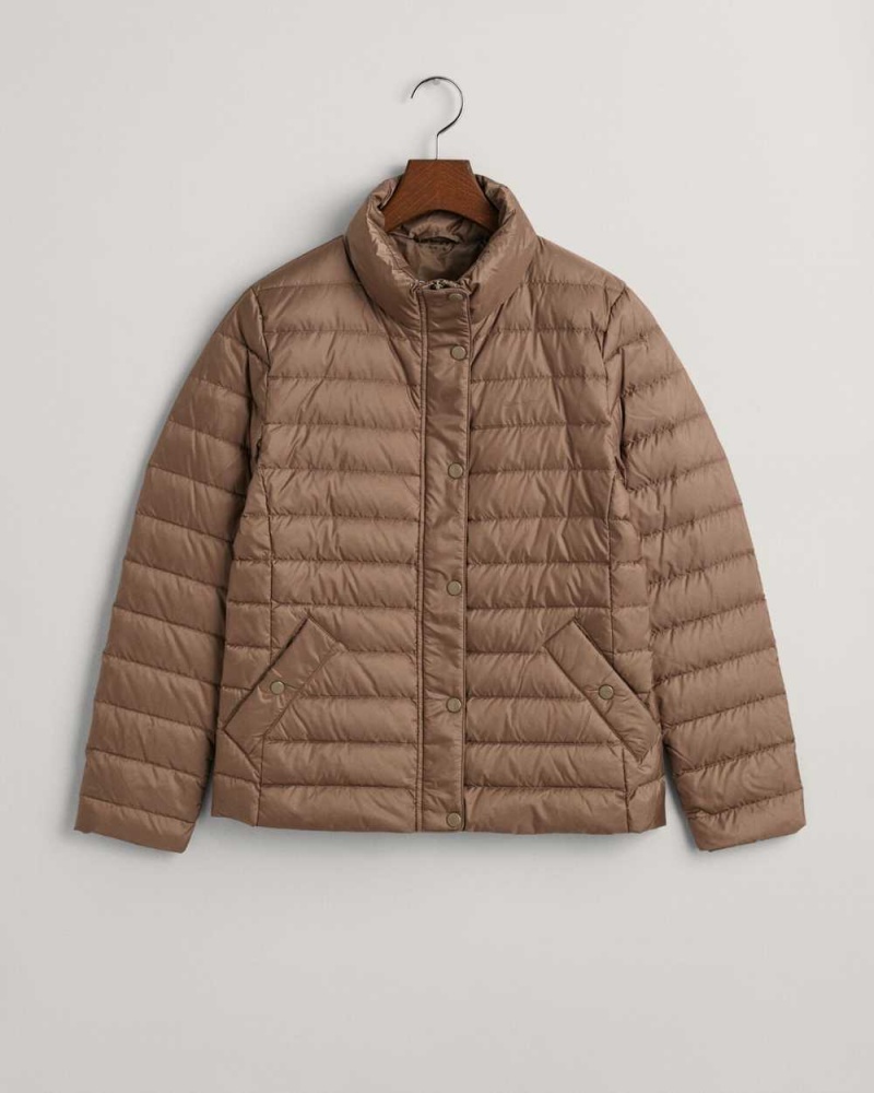 Gant Light Down Women's Jackets Desert Brown | IHGJC-9704