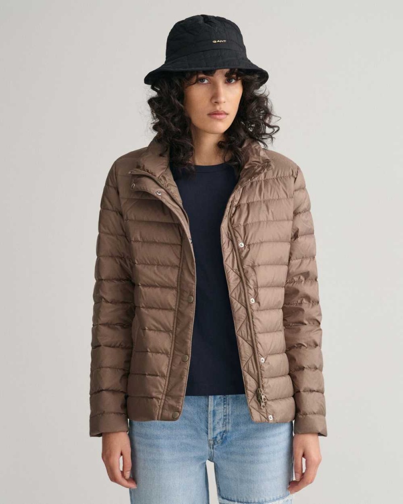 Gant Light Down Women\'s Jackets Desert Brown | IHGJC-9704