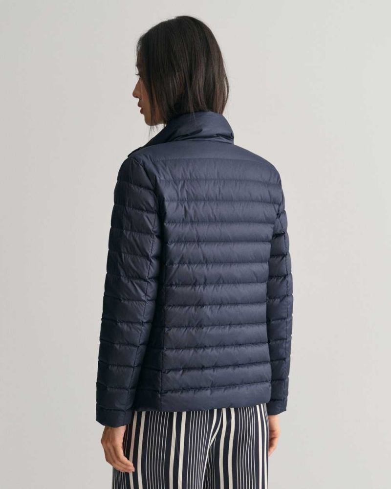 Gant Light Down Women's Jackets Evening Blue | SFWBN-4758