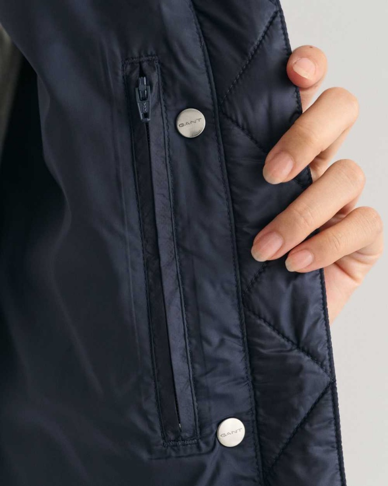 Gant Light Down Women's Jackets Evening Blue | SFWBN-4758