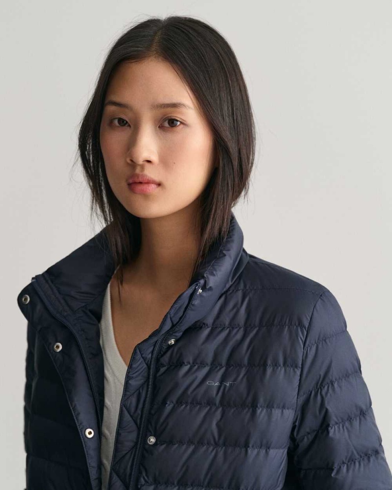 Gant Light Down Women's Jackets Evening Blue | SFWBN-4758