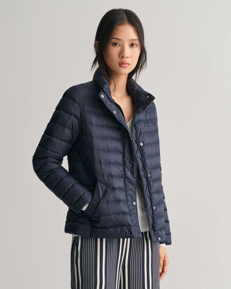 Gant Light Down Women\'s Jackets Evening Blue | SFWBN-4758