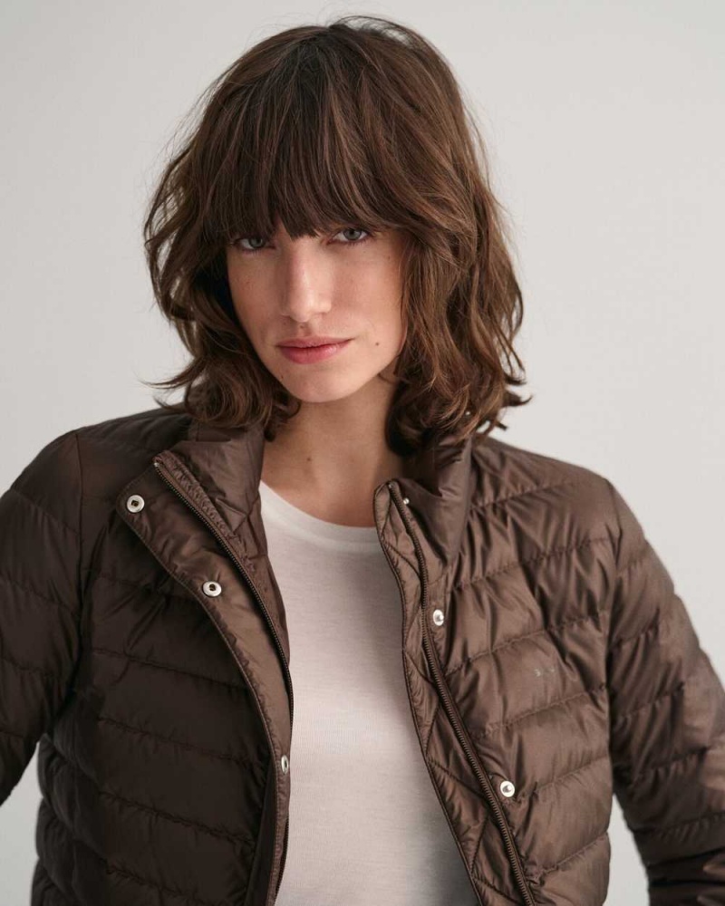 Gant Light Down Women's Jackets Rich Brown | UJPIN-1682