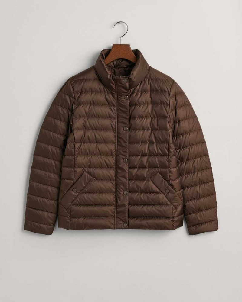 Gant Light Down Women's Jackets Rich Brown | UJPIN-1682