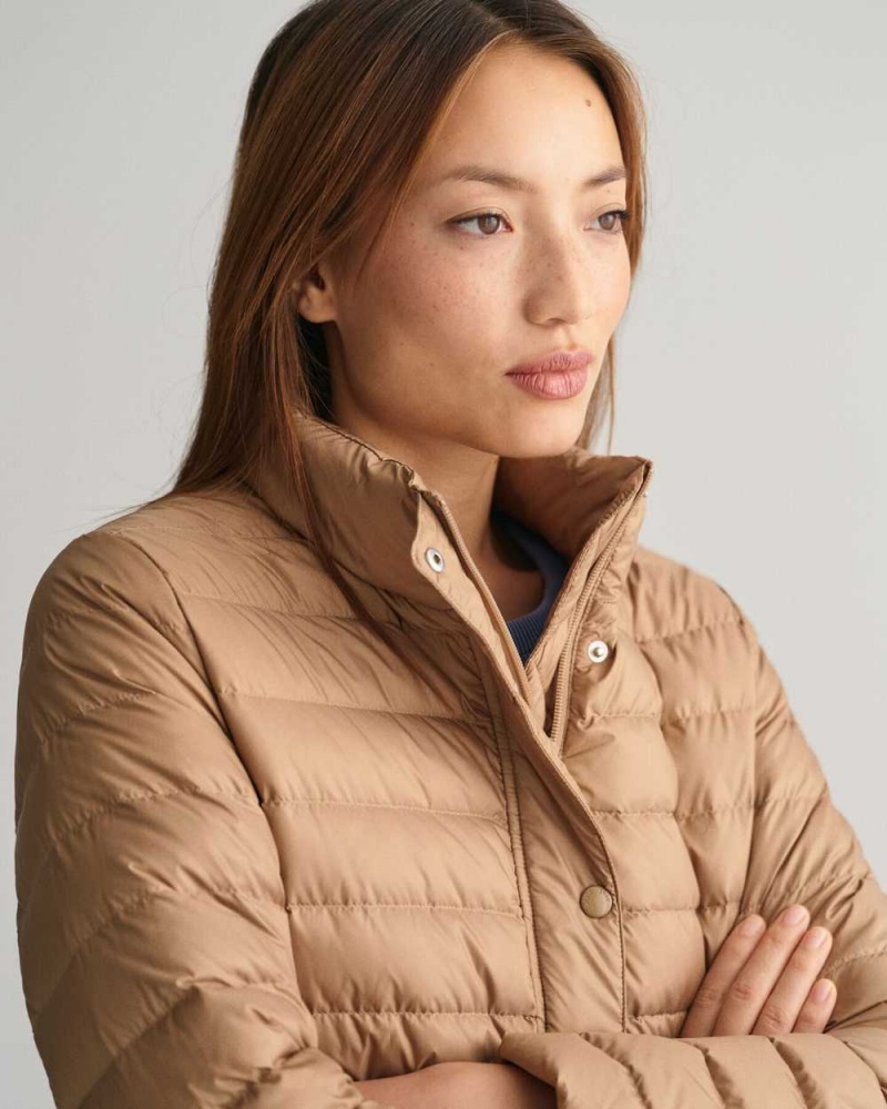 Gant Light Down Women's Jackets Warm Khaki | LHECT-1573