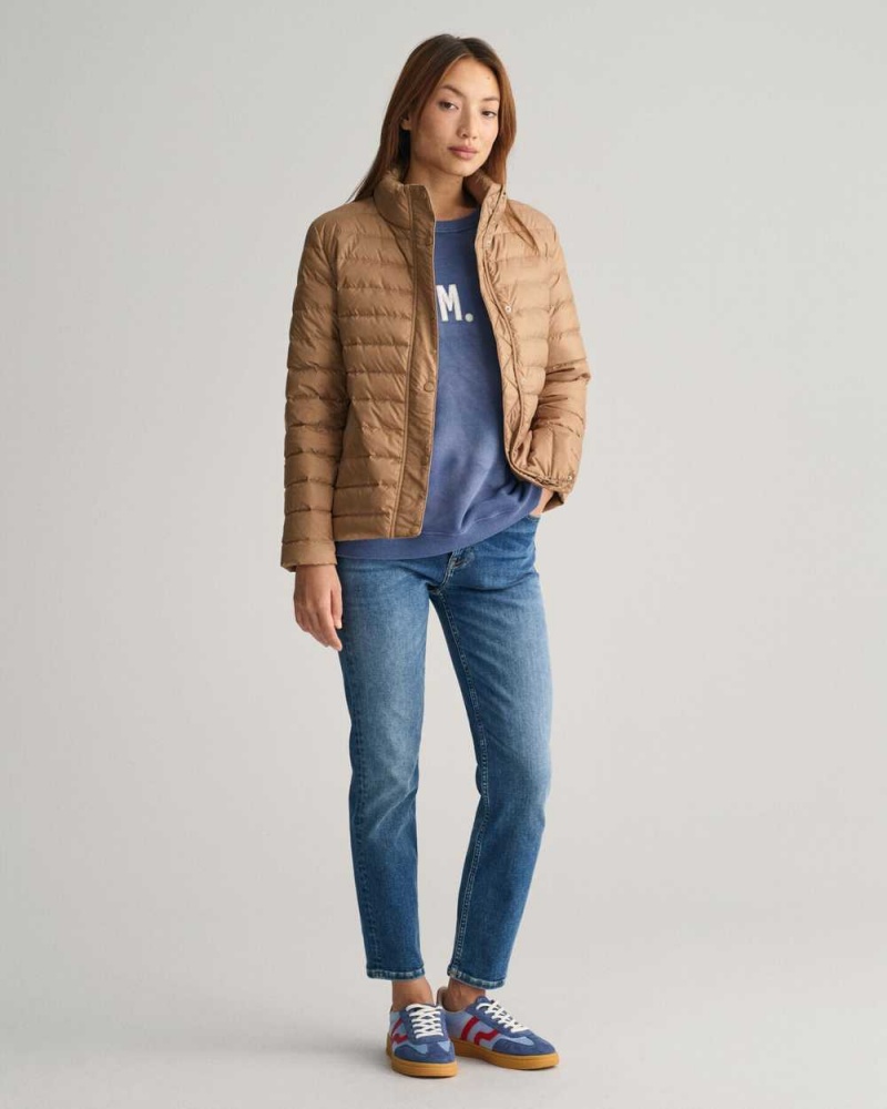 Gant Light Down Women's Jackets Warm Khaki | LHECT-1573