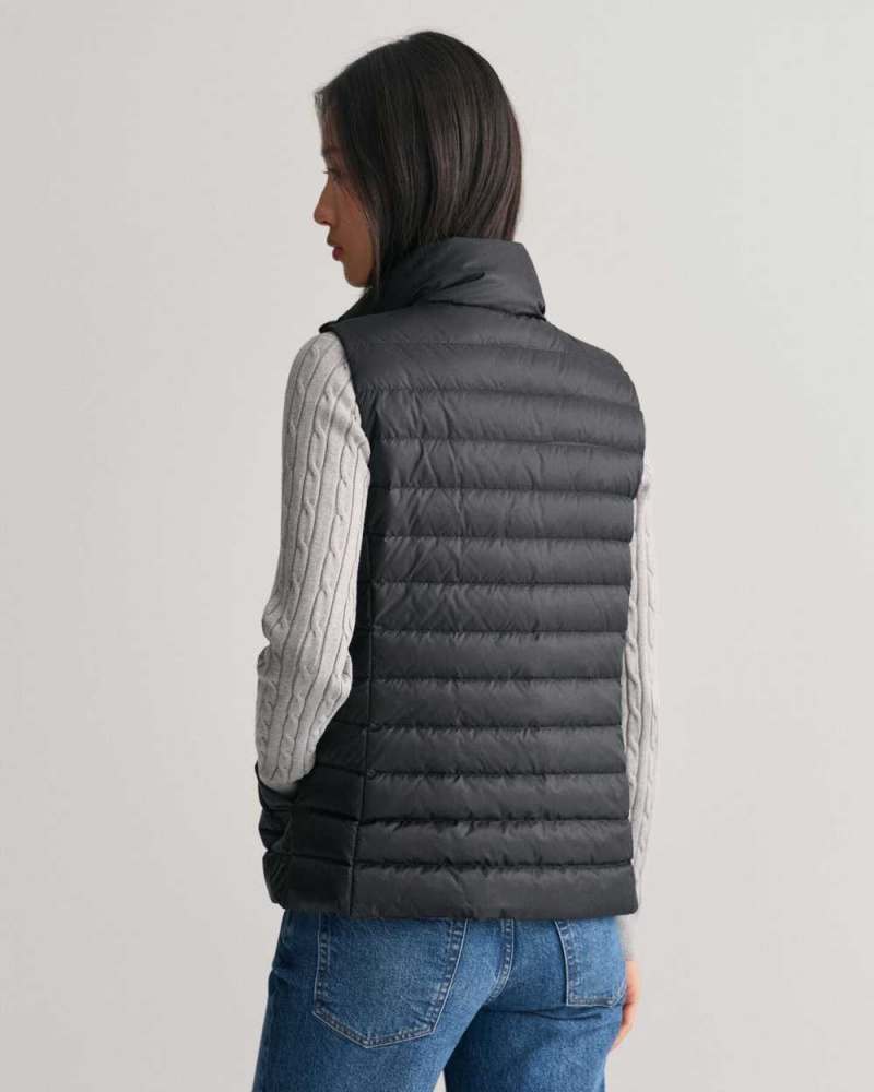 Gant Light Down Women's Vest Black | QBKNC-9023