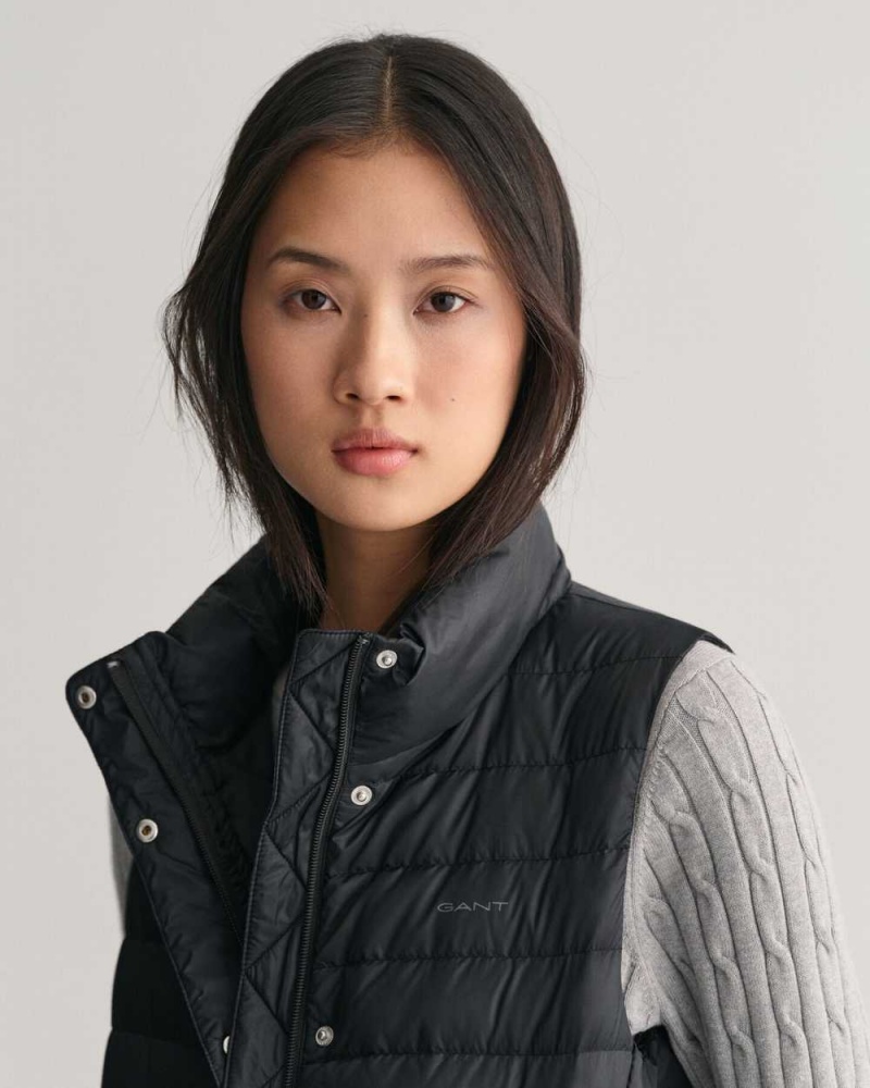 Gant Light Down Women's Vest Black | QBKNC-9023