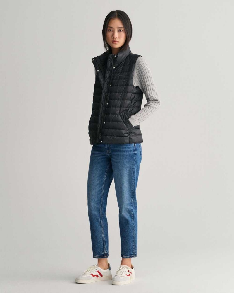 Gant Light Down Women's Vest Black | QBKNC-9023