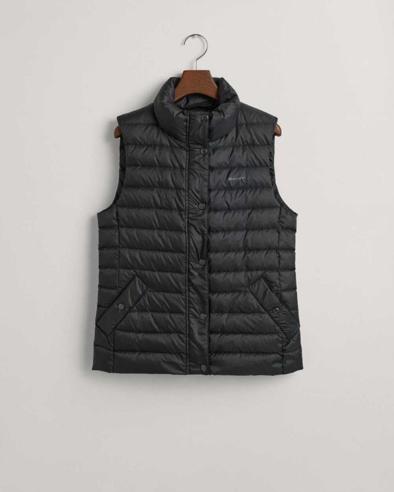 Gant Light Down Women's Vest Black | QBKNC-9023