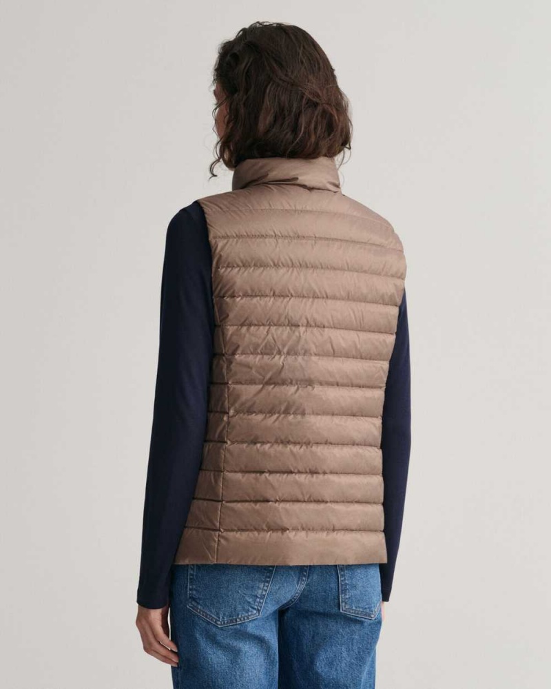 Gant Light Down Women's Vest Desert Brown | FJWXY-3085