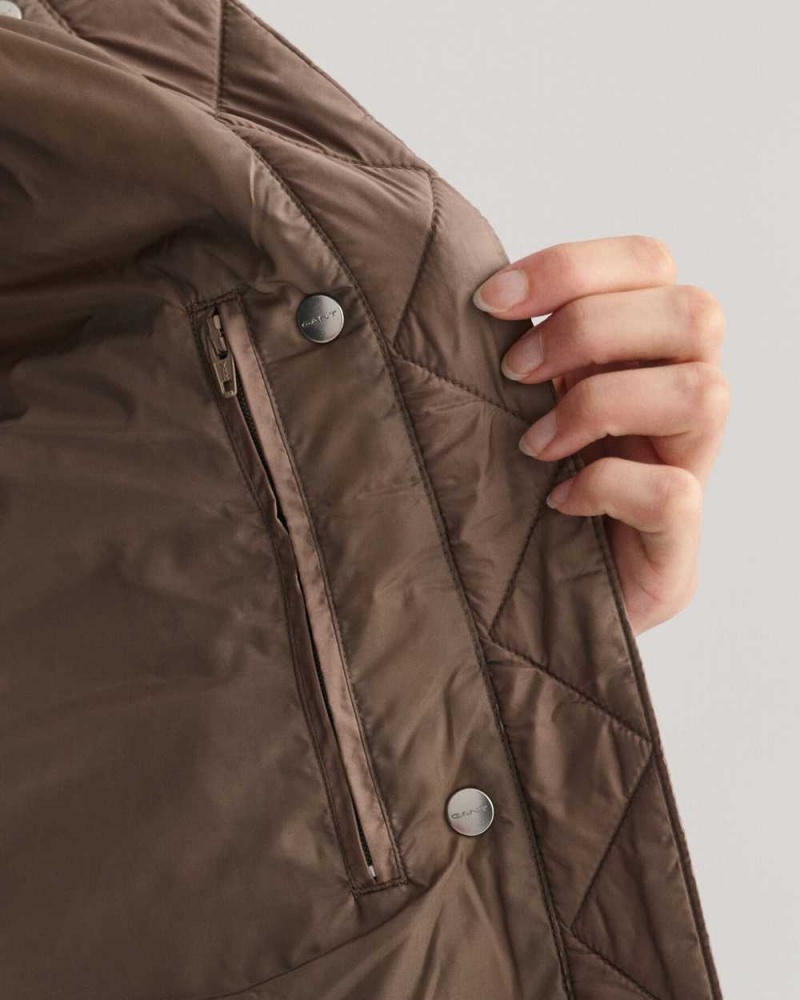 Gant Light Down Women's Vest Desert Brown | FJWXY-3085