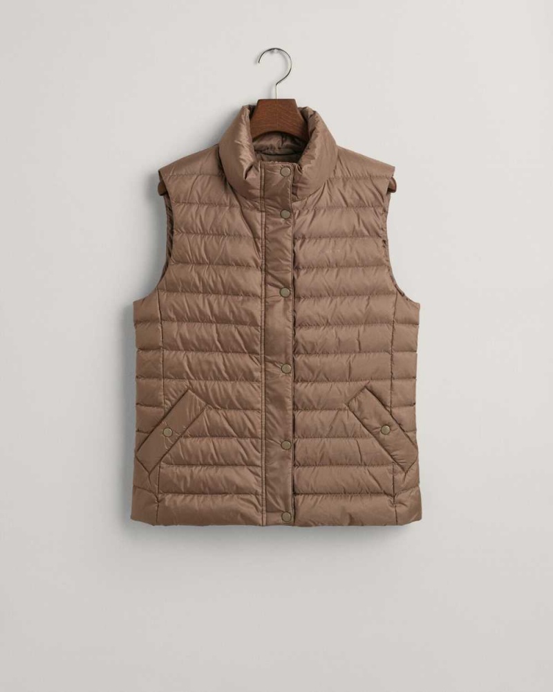 Gant Light Down Women's Vest Desert Brown | FJWXY-3085