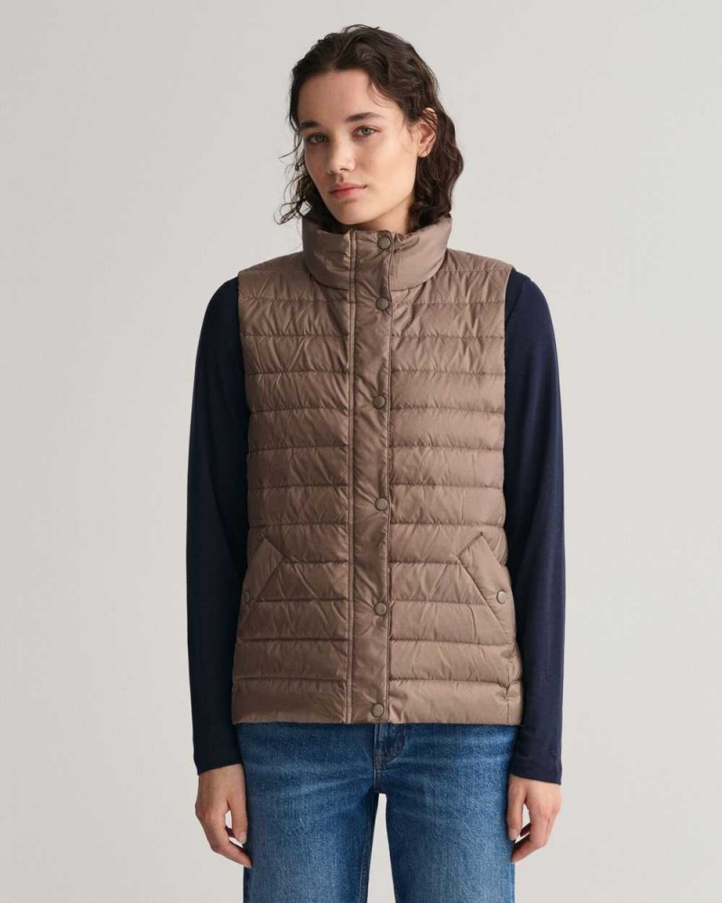 Gant Light Down Women\'s Vest Desert Brown | FJWXY-3085