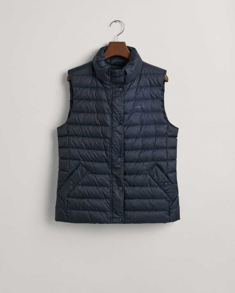 Gant Light Down Women's Vest Evening Blue | VABWC-9085