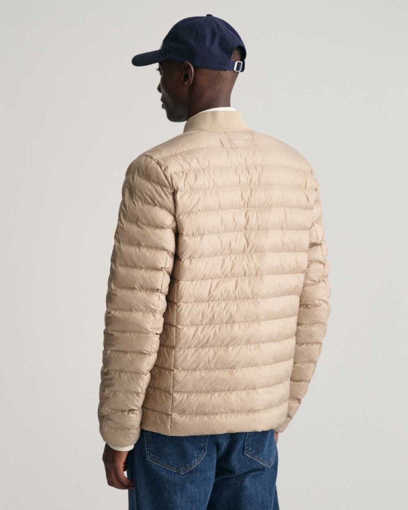 Gant Light Padded Bomber Men's Jackets Cold Beige | JKUEB-3705