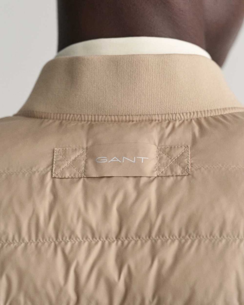 Gant Light Padded Bomber Men's Jackets Cold Beige | JKUEB-3705